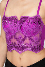 Purple Sequin Mesh With Adjustable Straps