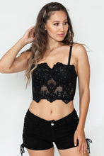 Black Sequin Mesh With Adjustable Straps