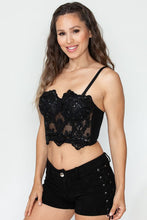 Black Sequin Mesh With Adjustable Straps