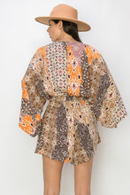 Orange Multi Batwing Sleeved Boho Paisley Print Romper