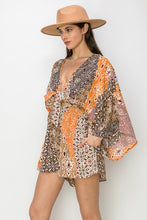 Orange Multi Batwing Sleeved Boho Paisley Print Romper