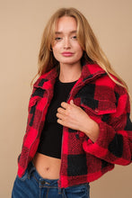 Red Flannel Sherpa Zip Up Jacket