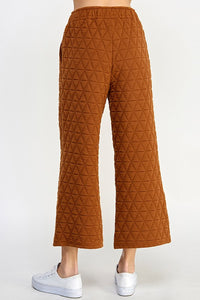 Rust Quilted Cropped Wide Pants