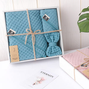 Teal 3 Piece Towel Gift Box Set, Spa Box Gift Box, 4 co