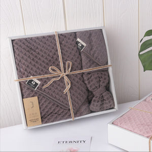 Brown 3 Piece Towel Gift Box Set, Spa Box Gift Box, 4 co