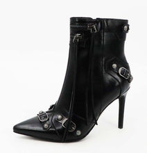 Blkopu Bamboo Metal Studded Zipper Tassel Booties