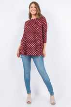 Burgundy Polka Dot 3/4 Tunic Top