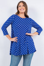 Royal Blue Polka Dot 3/4 Tunic Top