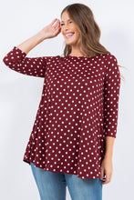 Burgundy Polka Dot 3/4 Tunic Top