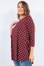 Burgundy Polka Dot 3/4 Tunic Top
