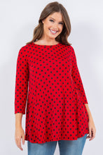Red Polka Dot 3/4 Tunic Top