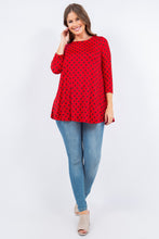Red Polka Dot 3/4 Tunic Top