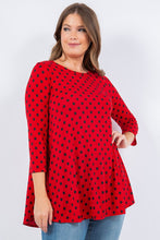Red Polka Dot 3/4 Tunic Top