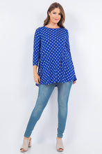 Royal Blue Polka Dot 3/4 Tunic Top