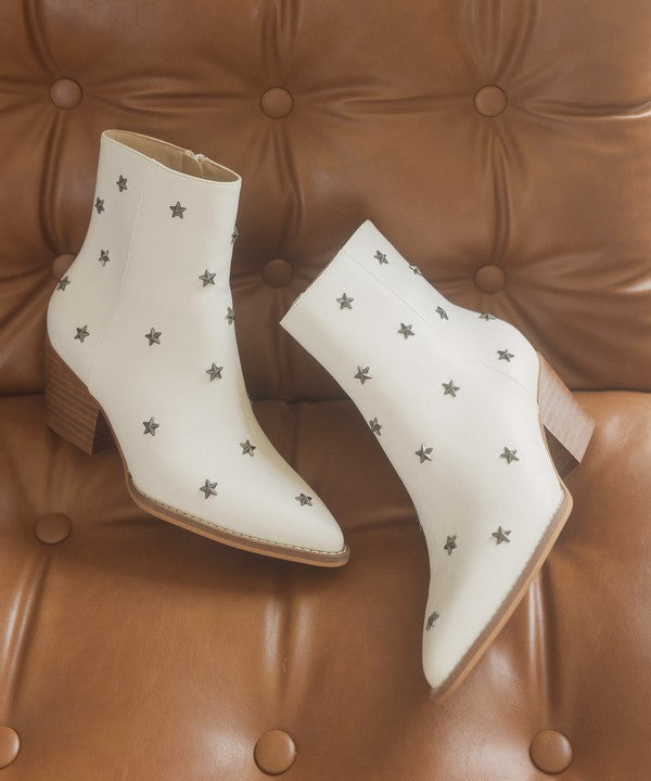 Steve Madden Women's Aquarius Ankle Boot - Stud Detail, Almond Toe, Block Heel
