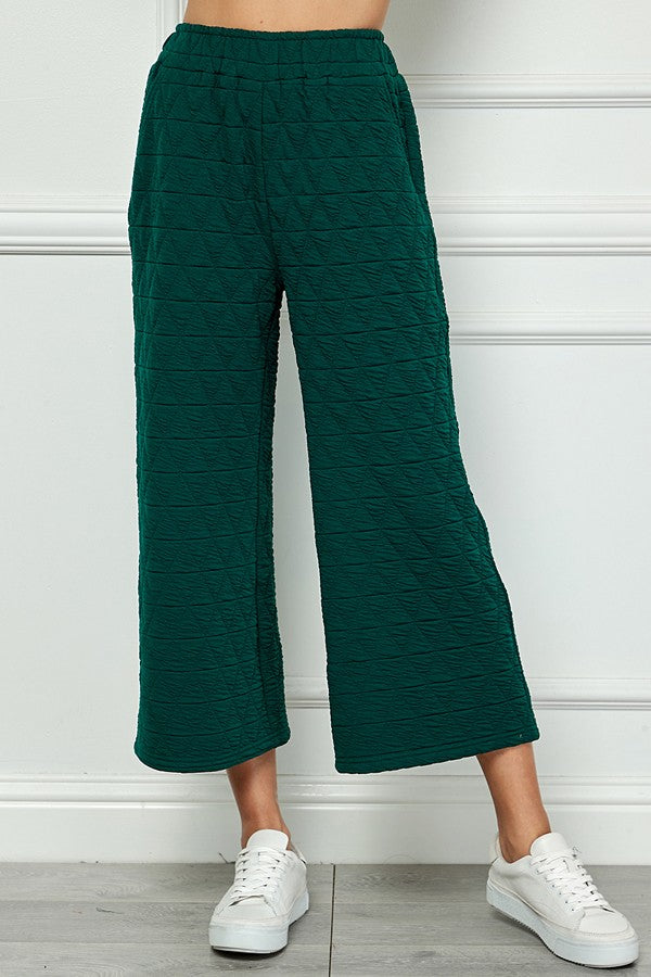 Forest Quilted Cropped Wide Pants