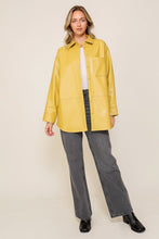 Mustard Leather Button Down Shirt