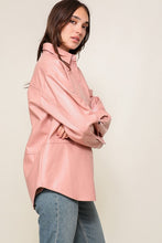Pink Leather Button Down Shirt
