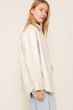 Ecru Leather Button Down Shirt