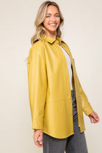 Mustard Leather Button Down Shirt