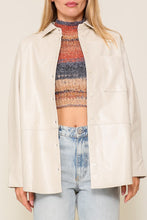 Ecru Leather Button Down Shirt