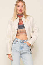 Ecru Leather Button Down Shirt