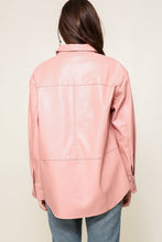 Pink Leather Button Down Shirt