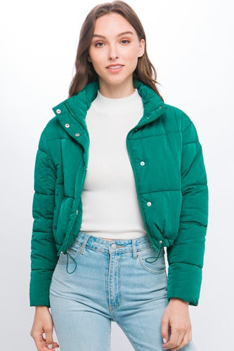 Hunter Puffer Jacket with Zipper and Snap Closure