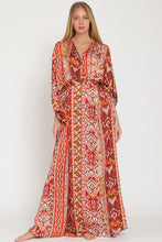 Brick/Camel/Coral Kimono Sleeve Tie Back Waisted Maxi Dress