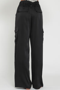 Black High Waisted The Pockets Cargo Long Pants