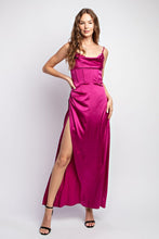 Magenta Satin Bodice Corset Maxi Dress