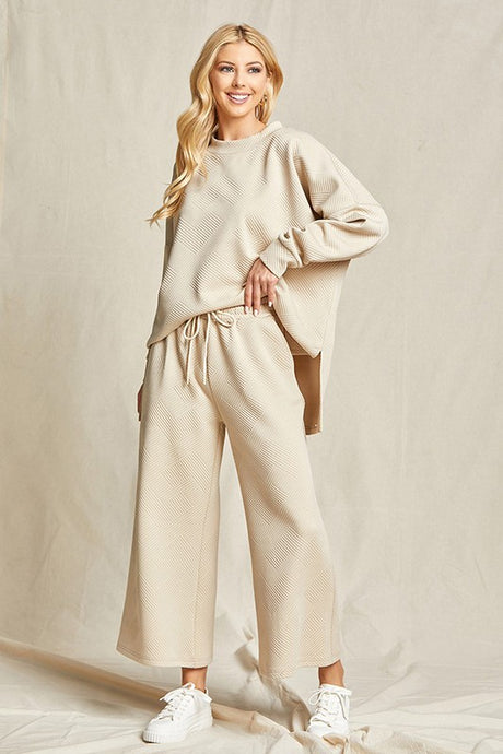 Taupe Solid Textured Matching Set