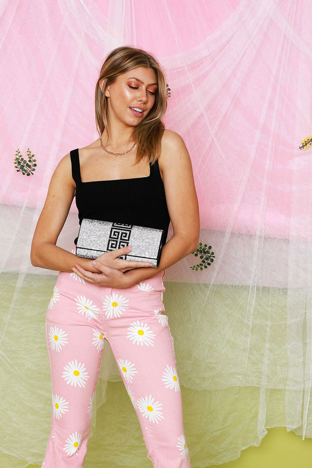 Silver Party Night Club Rhinestone Pave Clutch