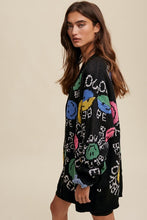 Black Be You Smile Button Down Oversized Knit Cardigan