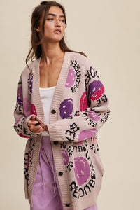 Blush Be You Smile Button Down Oversized Knit Cardigan