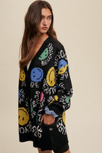 Black Be You Smile Button Down Oversized Knit Cardigan
