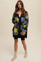 Black Be You Smile Button Down Oversized Knit Cardigan