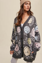 Charcoal Be You Smile Button Down Oversized Knit Cardigan