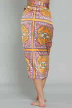 Tangerine/Pink High Waisted Wrap Satin Midi Skirt