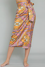 Tangerine/Pink High Waisted Wrap Satin Midi Skirt