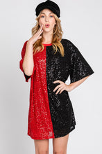 Black/Red Color Block Sequin Dress Top