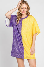 Purple/Yellow Color Block Sequin Dress Top