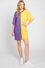Purple/Yellow Color Block Sequin Dress Top