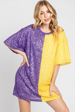 Purple/Yellow Color Block Sequin Dress Top