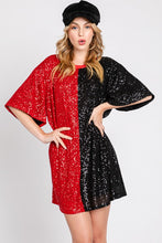 Black/Red Color Block Sequin Dress Top