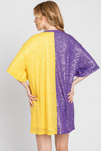 Purple/Yellow Color Block Sequin Dress Top