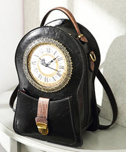 Black Clock Shaped Pu Leather Backpack