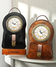 Black Clock Shaped Pu Leather Backpack