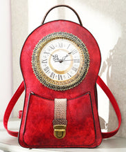 Red Clock Shaped Pu Leather Backpack