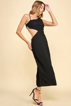 Black Asymmetric Neckline Midi Dress